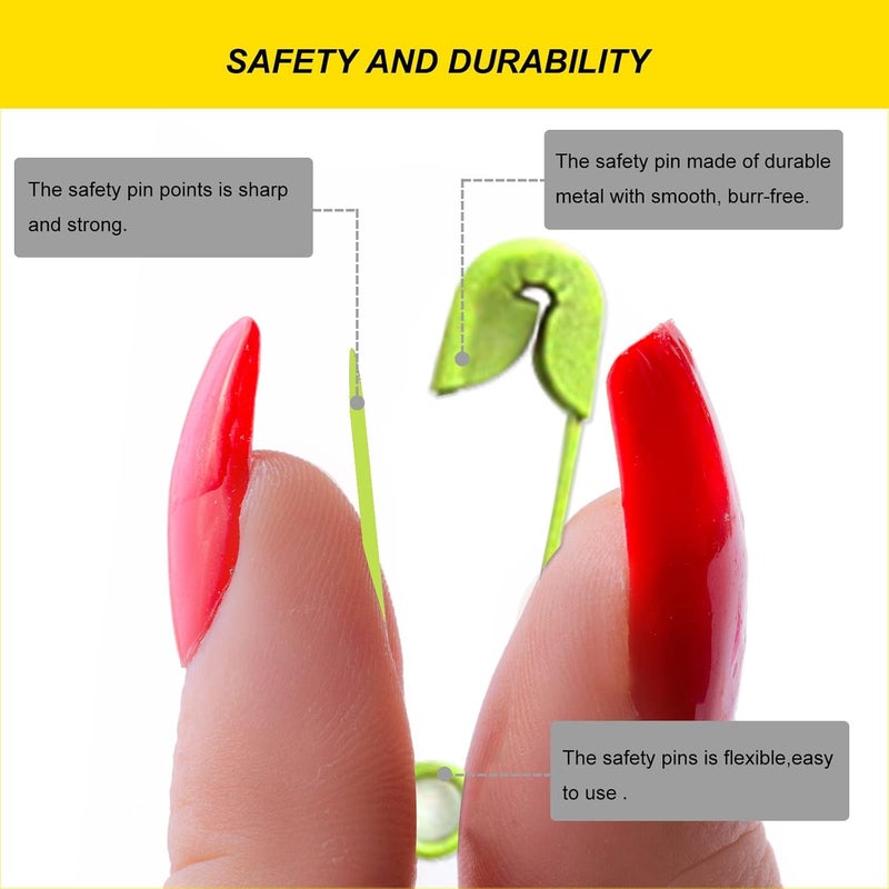 keepsweat Small Safety Pins,0.75 Inch Mini Safety Pins for Clothes,Green Safety Pin Rust Resistant Nickel Plated Steel Set for Crafting,Sewing,Rimming Fastening Clip Button for Garment Hang Tag 120pcs/box - Image 3